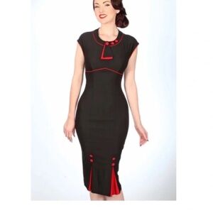 Stop Staring NWOT Red and Black wiggle pencil dress Retro Pinup VLV Medium